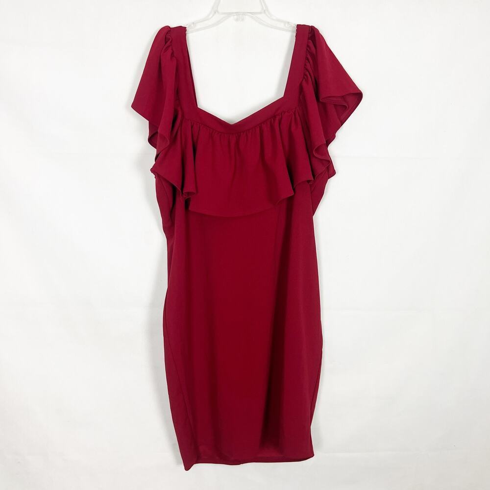 Libian Womens Dress 3X Vtg Ruffle Overlay Party Cocktail Wedding Guest Stretch